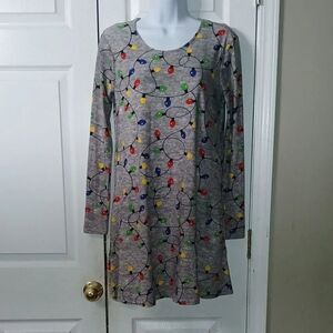 Riley & James gray christmas light dress tunic dress festive holiday Sz S NWOT